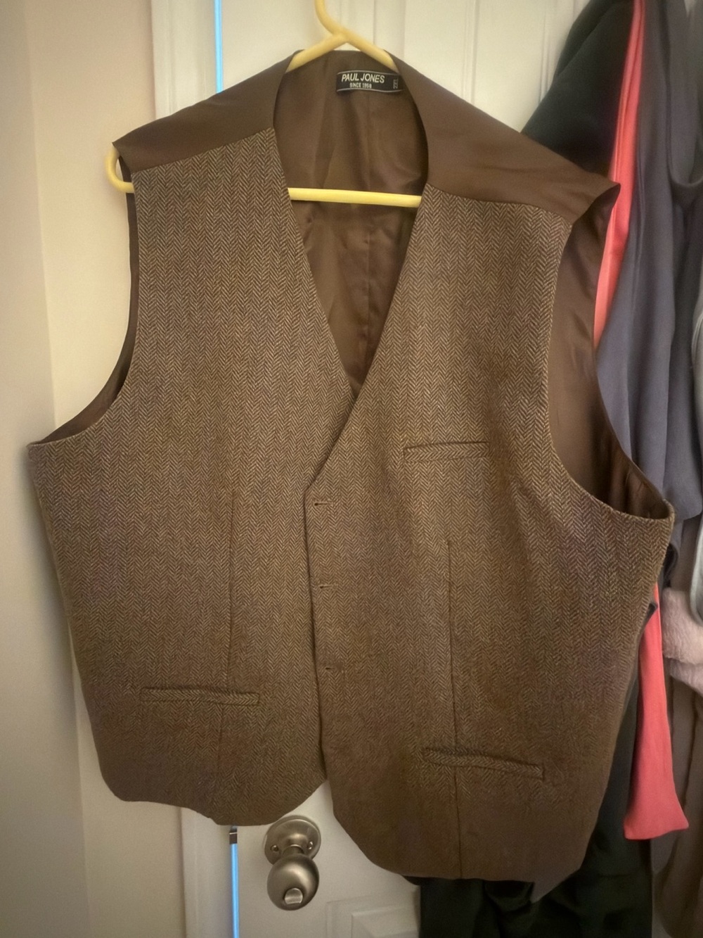 Paul Jones Brown Herringbone Men's Vest